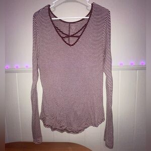 Striped top with lace-up back